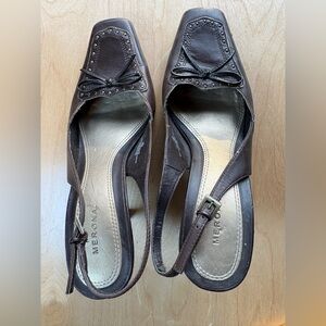 Merona Brown Embellished Heels Women’s 7.5 Closed Toe Open Foot Heel Strap Shoes